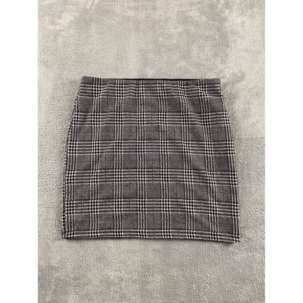 Bershka BSKGIRL Womens Black White Glen Plaid Checkeredβ Mini Skirt Sz M Stretch